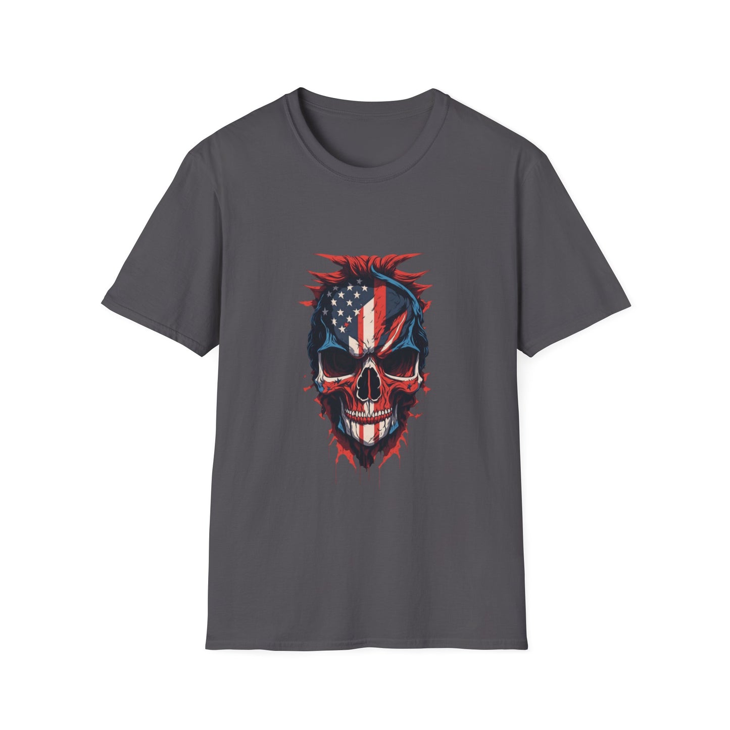 Red White Blue Skull - Unisex Softstyle T-Shirt