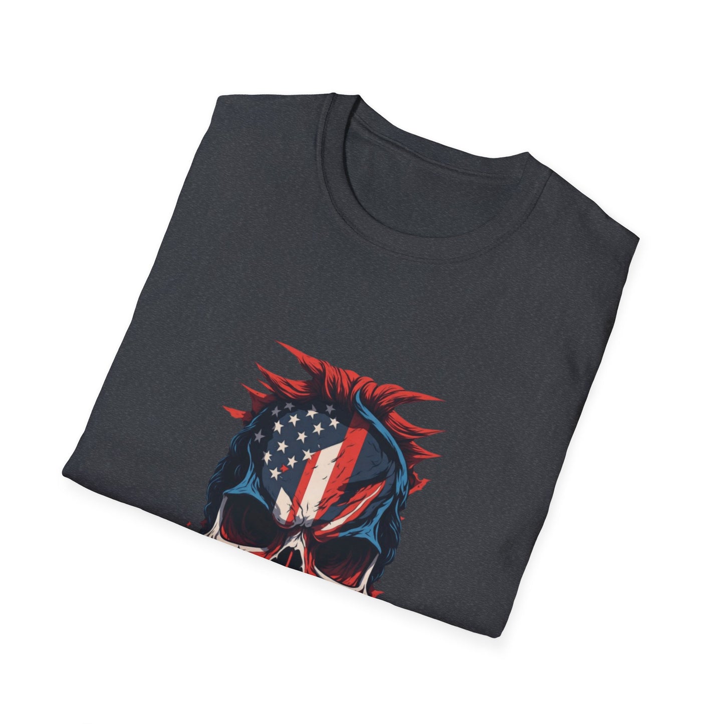 Red White Blue Skull - Unisex Softstyle T-Shirt