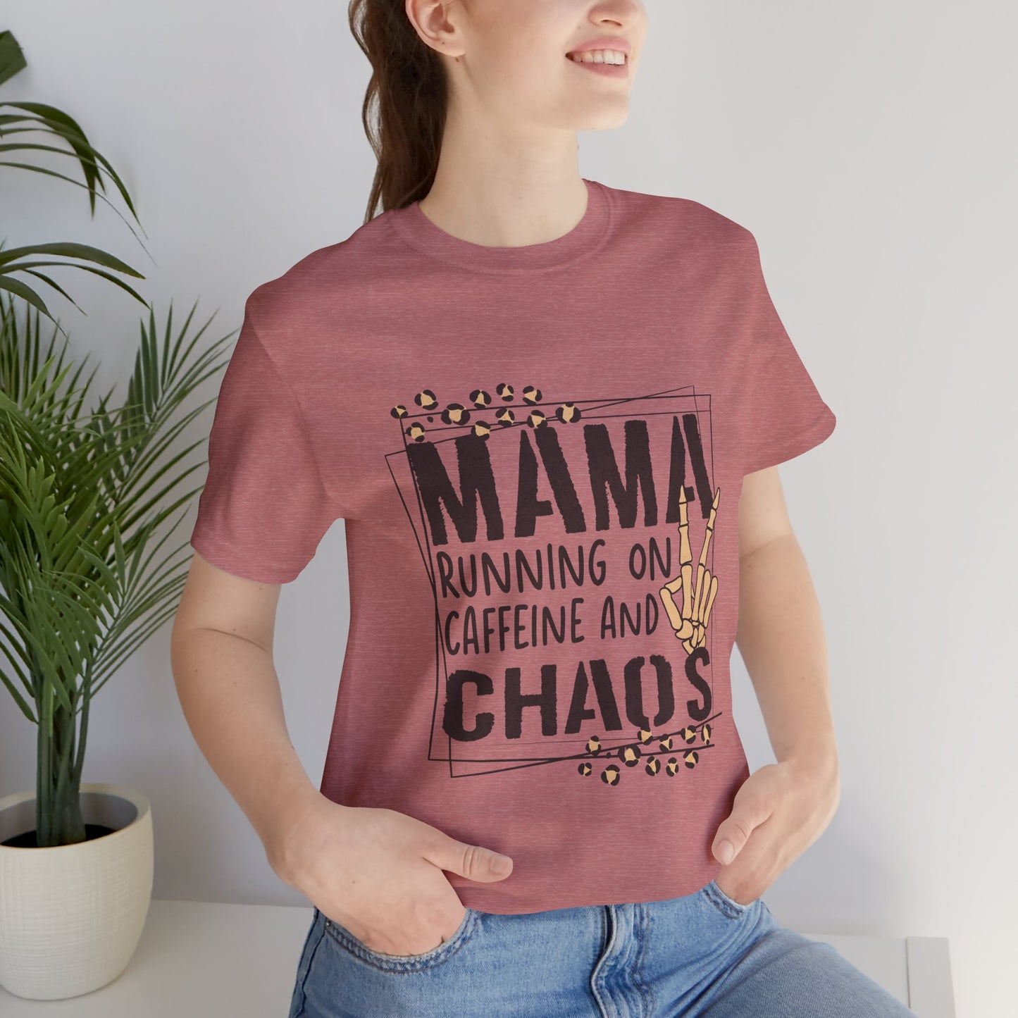 Mama running on caffeine and chaos - Jersey Short Sleeve T-Shirt