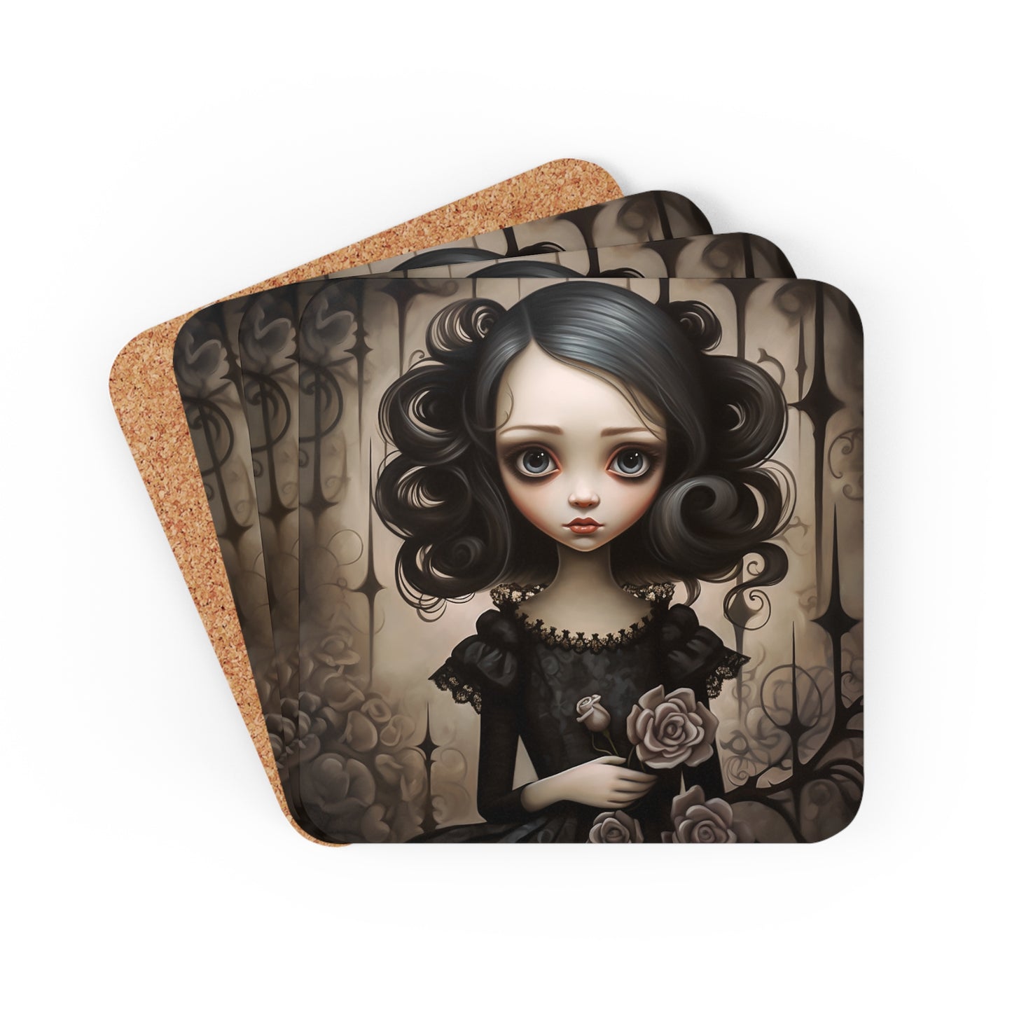 Gothic Girl - Corkwood Coaster Set