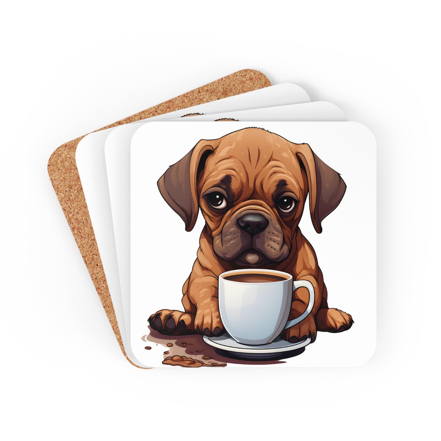 Dog and Coffee - Corkwood Coaster Set