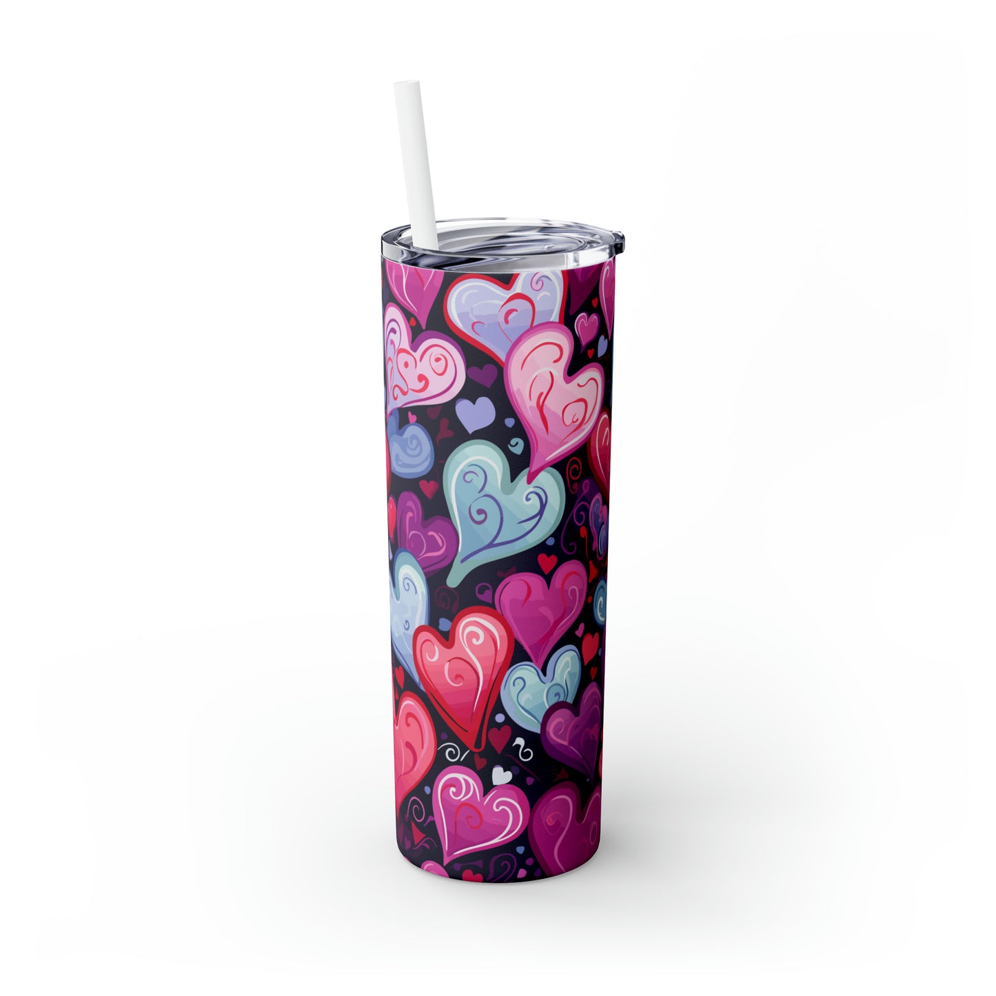 Hearts - Skinny Tumbler with Straw, 20oz