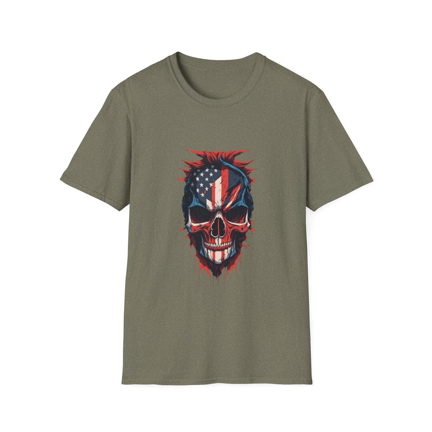 Red White Blue Skull - Unisex Softstyle T-Shirt