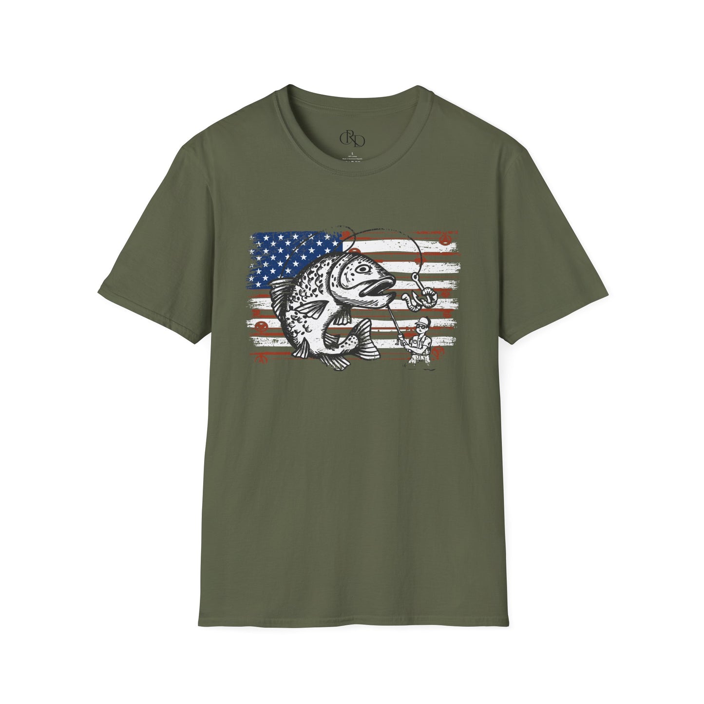 Patriotic Fishing - Softstyle T-Shirt