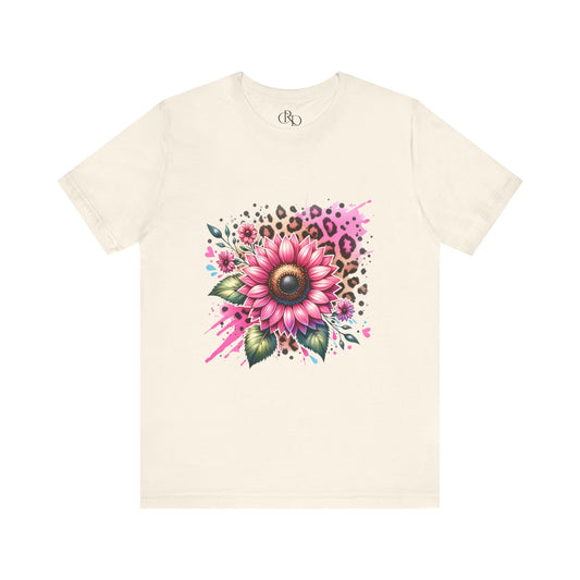 Pink Leopard Rose - Short Sleeve T-Shirt